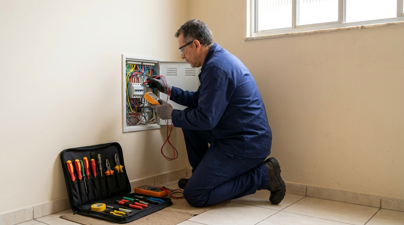 Eletricista atendendo em residência em Santo André‑SP